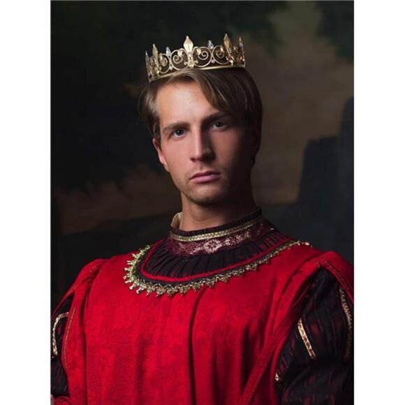 Royal Full Round King Crown Crystal Tiara for Men Party Hats Costume - Picture 4 of 14